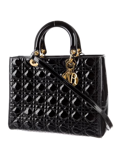 miss dior black patent large plain black|Miss Dior Top Handle Bag Black Patent Cannage .